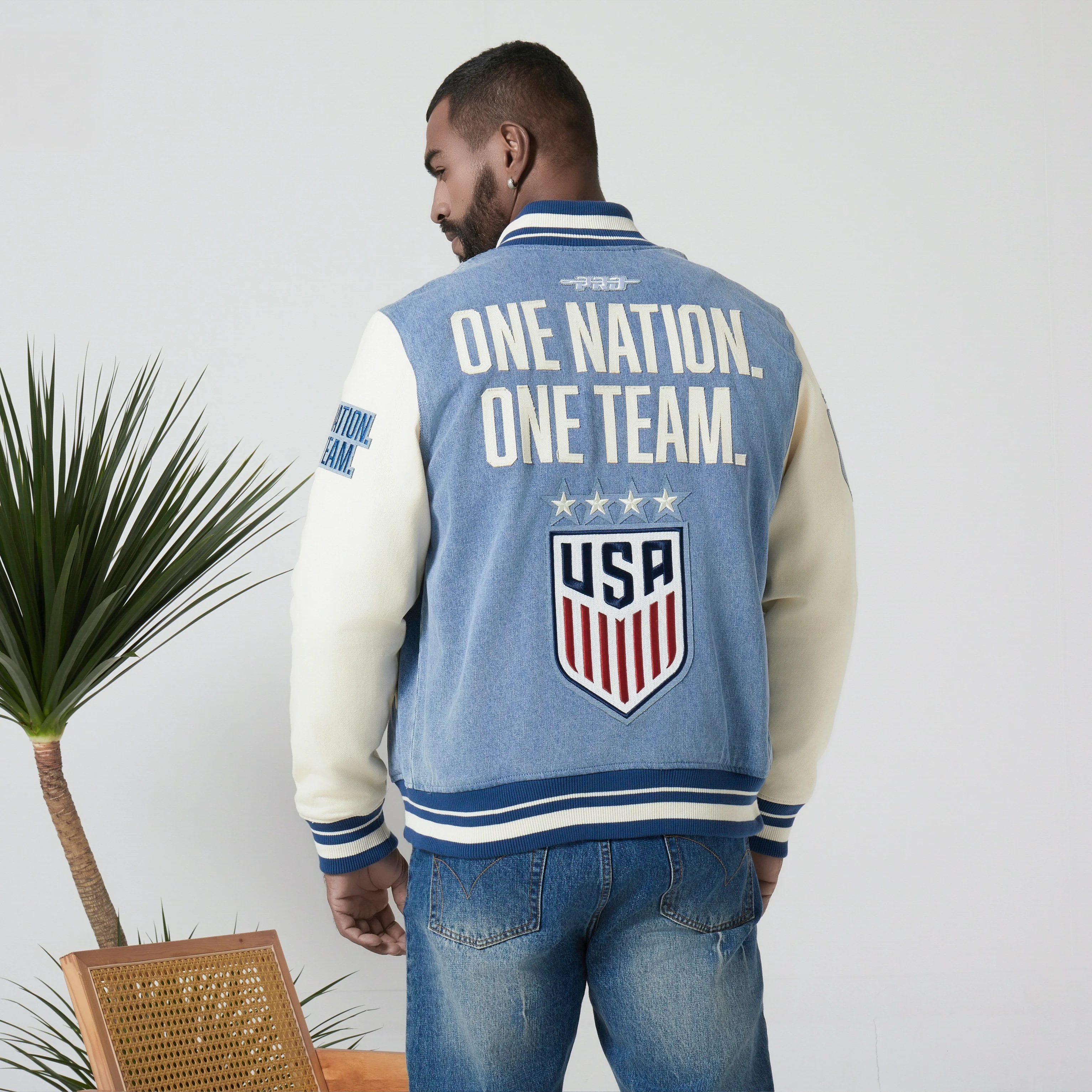 Unisex Pro Standard USWNT Varsity Blues Denim Jacket - Image 3