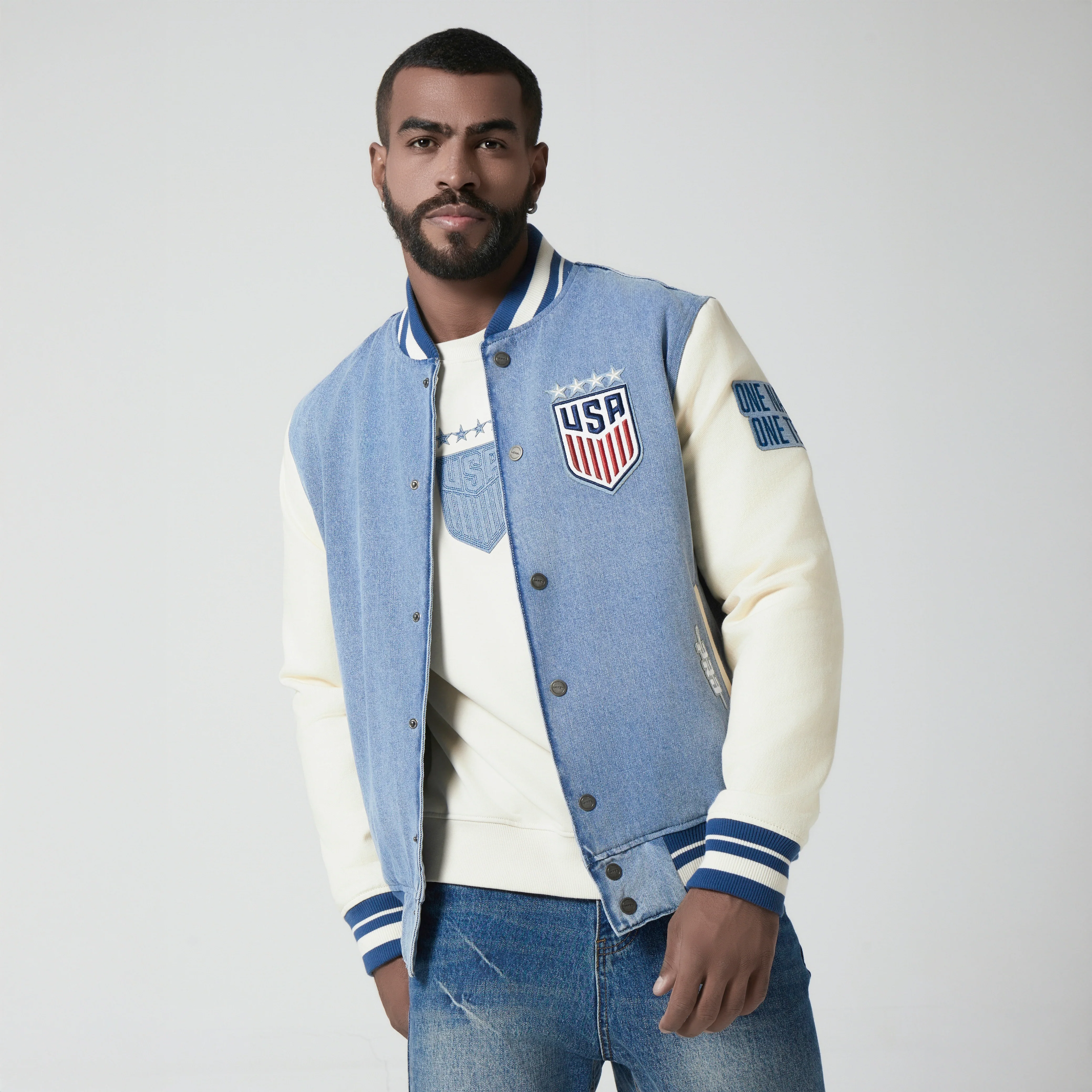 Unisex Pro Standard USWNT Varsity Blues Denim Jacket - Image 4