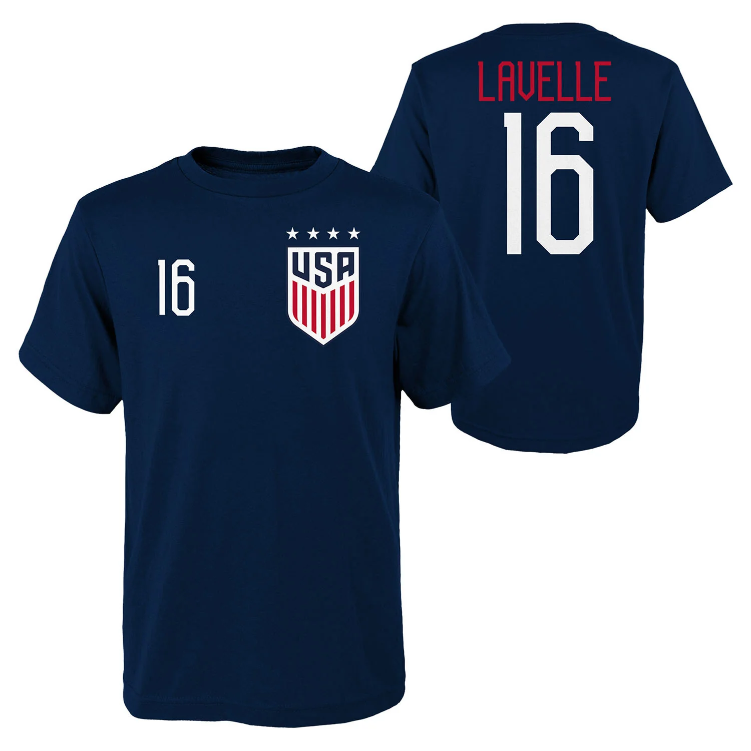 Men's Outerstuff USWNT Lavelle 16 Navy Tee - Image 3
