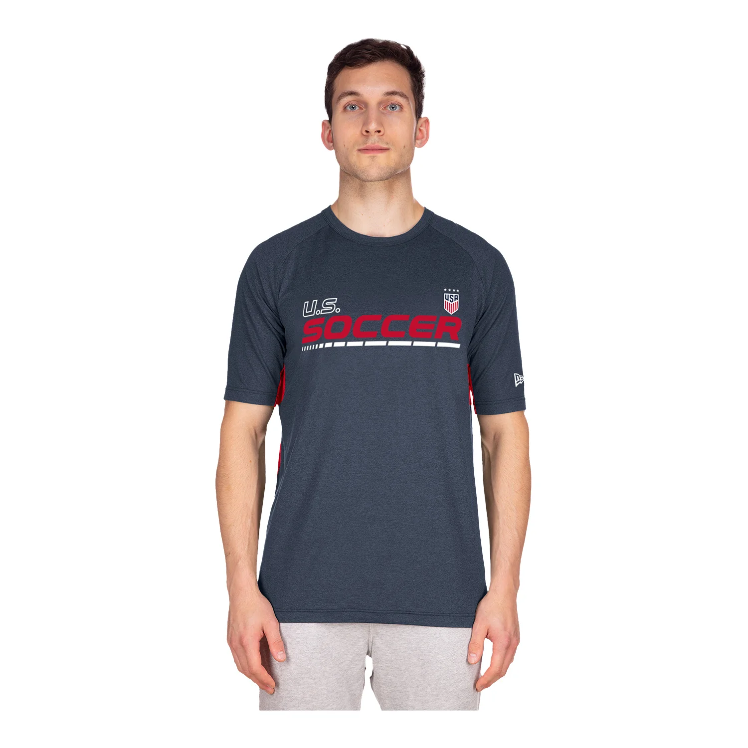 Men's New Era USWNT Brushed Heather Navy Tee - Image 5