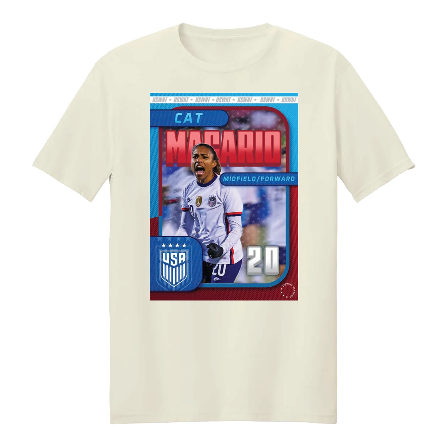 Unisex USWNT Cat Macario Trading Card T-Shirt