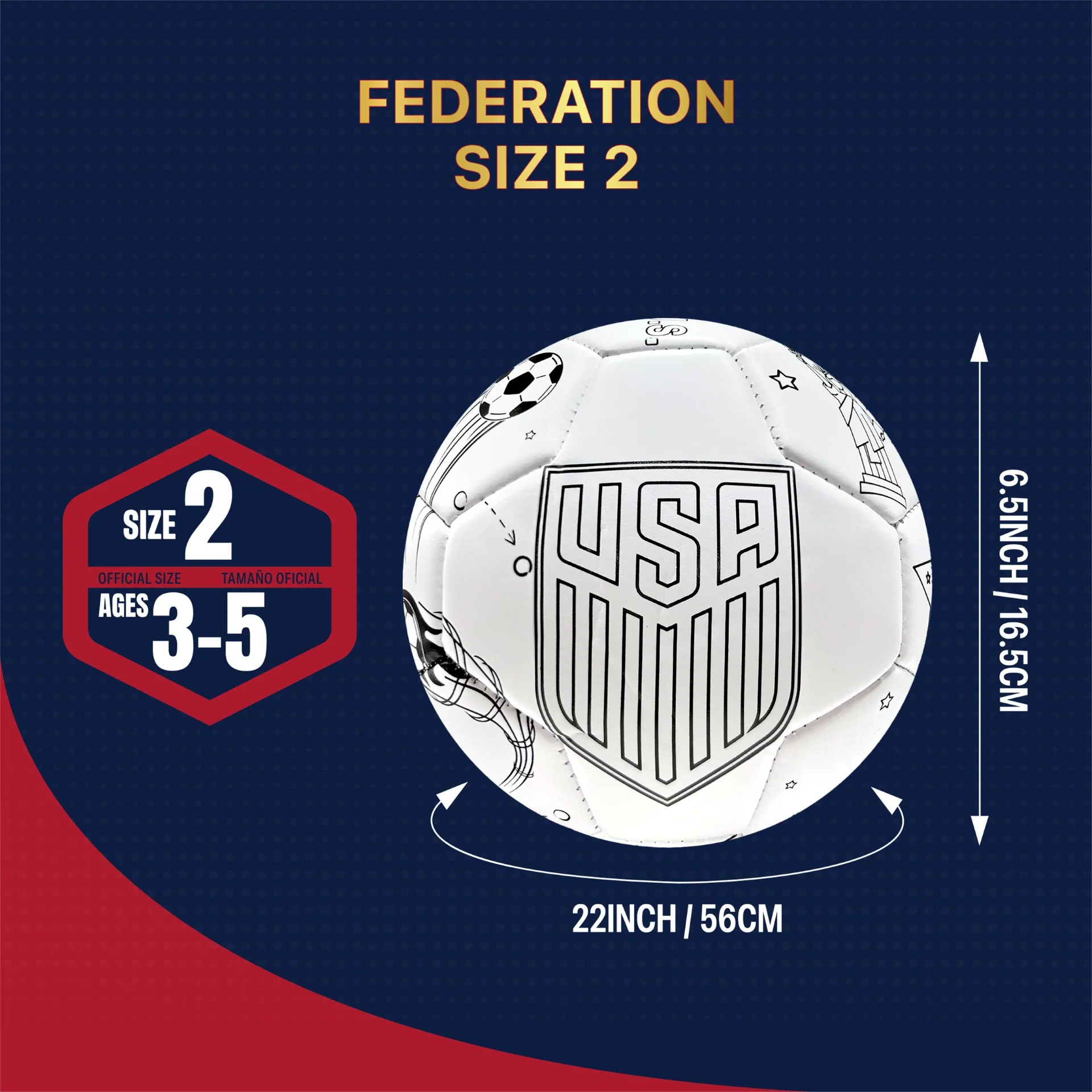 U.S. Soccer Coloring Soccer Ball - Size 2 - Image 7