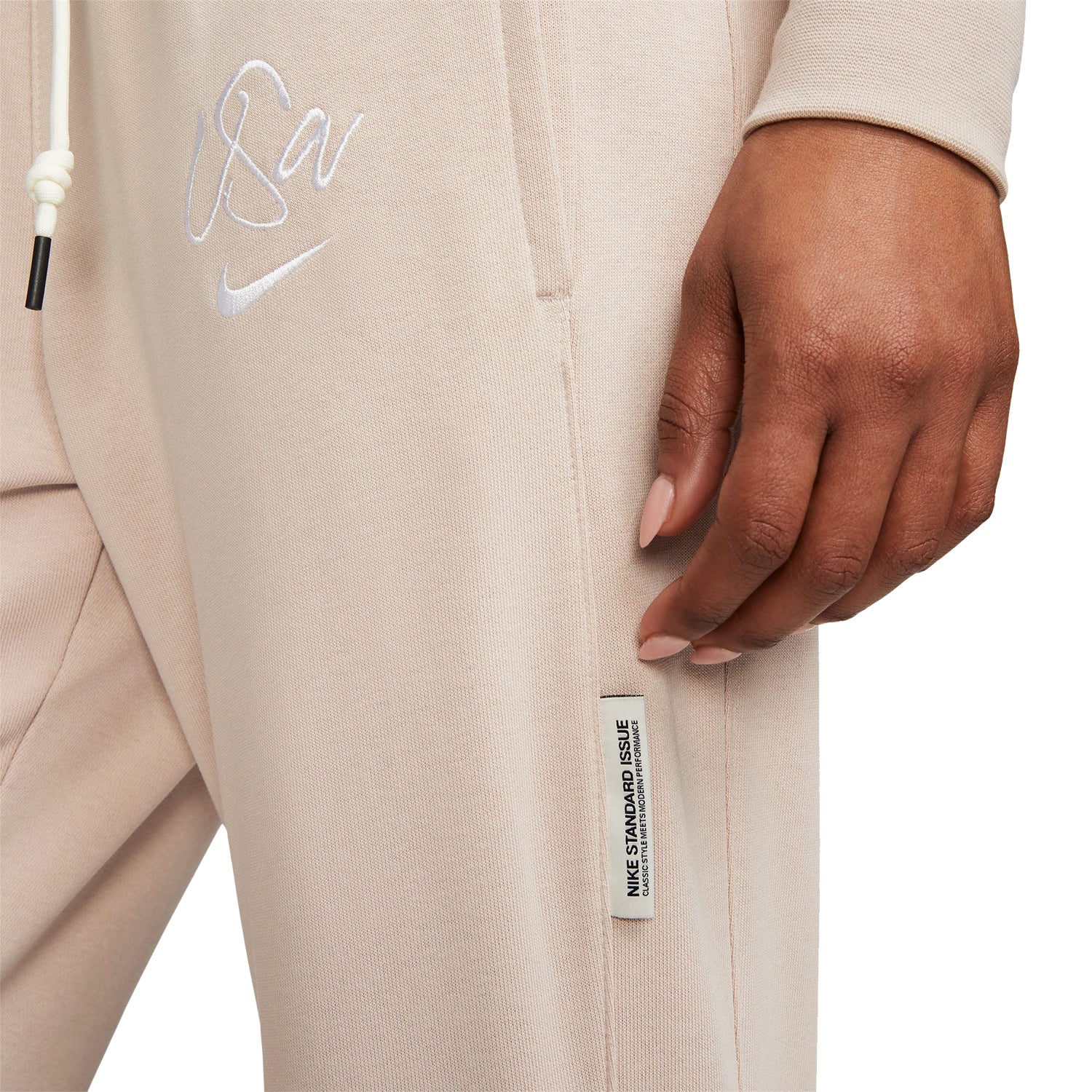 Women's Nike USA Standard Script Fleece Tan Pants - Image 5