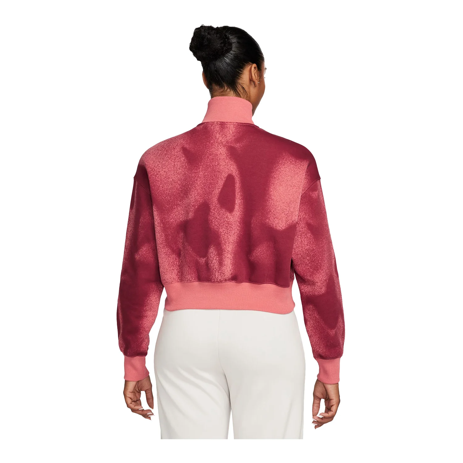 Women's Nike USA Cropped Phoenix Fleece Red 1/2 Zip - Image 3
