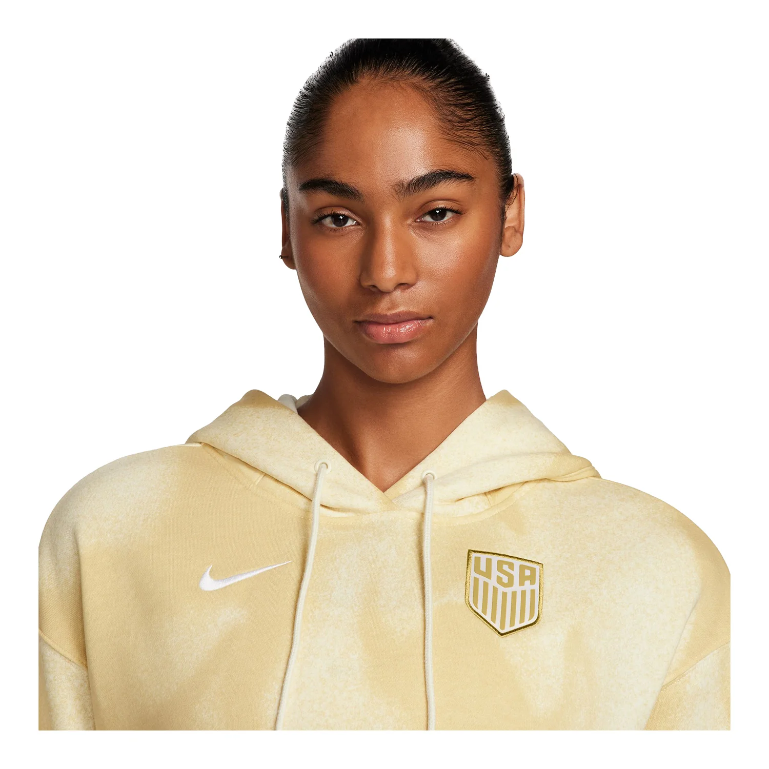Women's Nike USA Fleece Yellow Hoodie - Image 2
