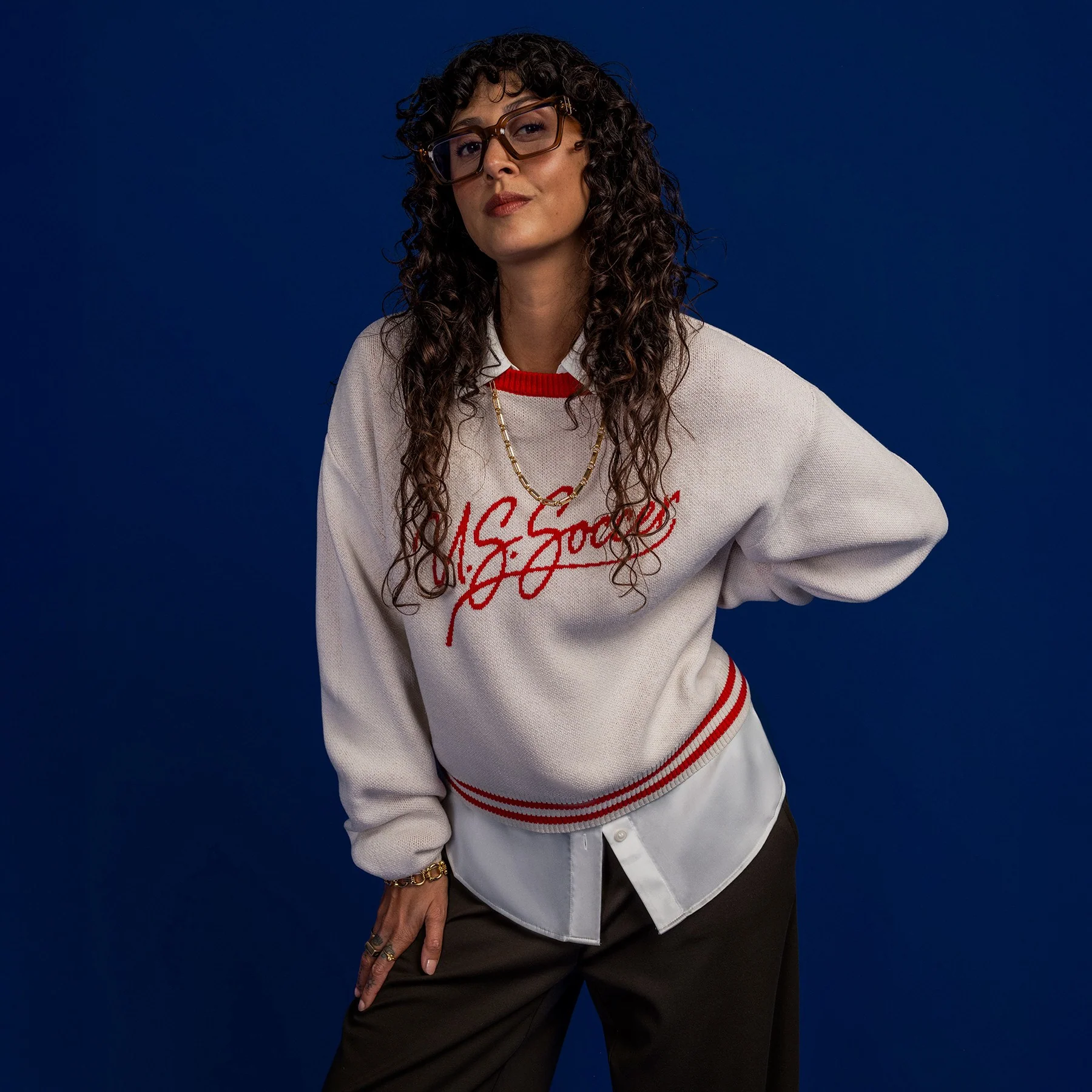 Ladies U.S Soccer Uscape Cream Script Sweater