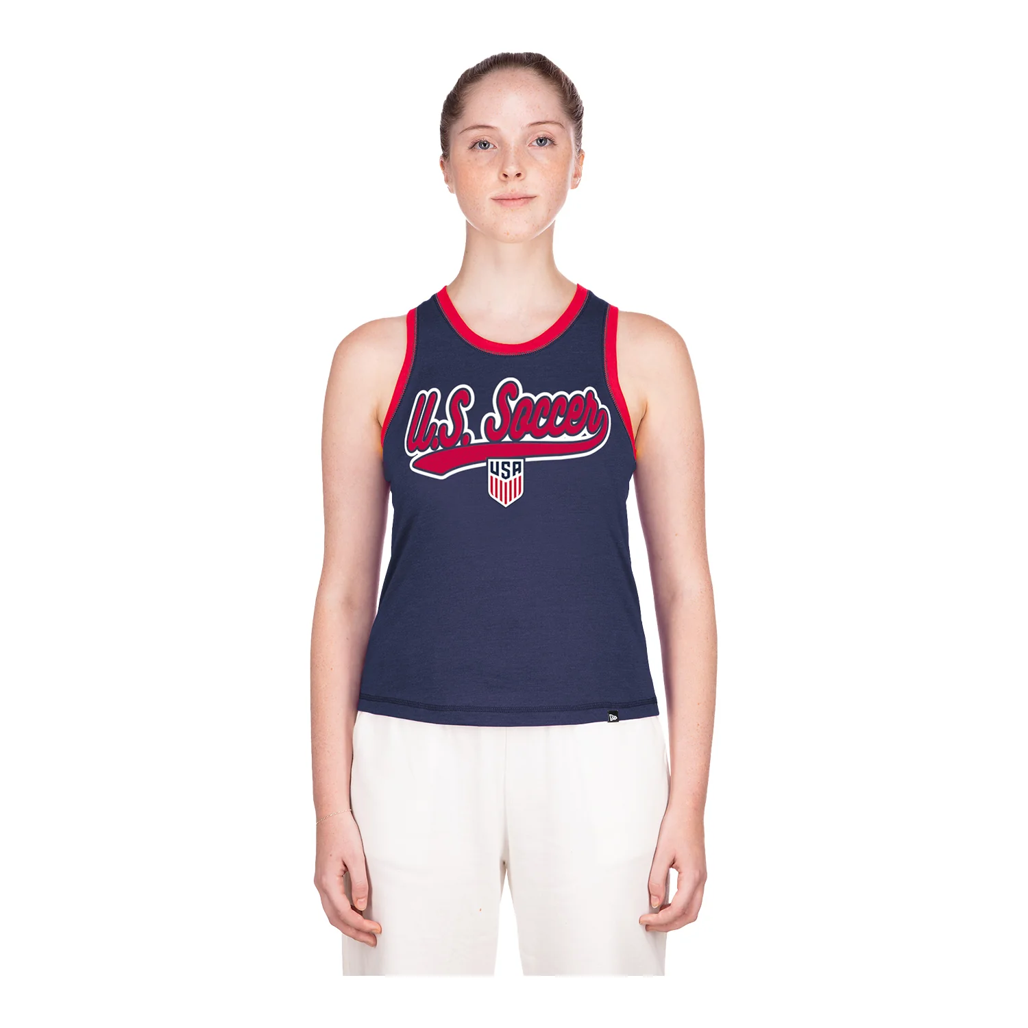 Women's New Era USMNT Navy Heathered Tank - Image 4