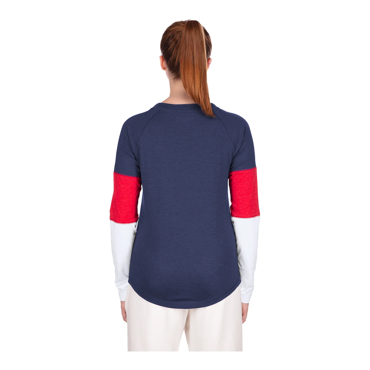 Women's New Era USMNT Colorblock Navy Long Sleeve Tee - Image 5