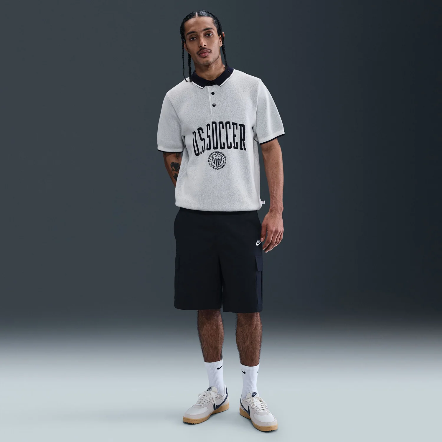 Men's Nike USA Retro 1986 Club Knit Grey Polo - Image 4
