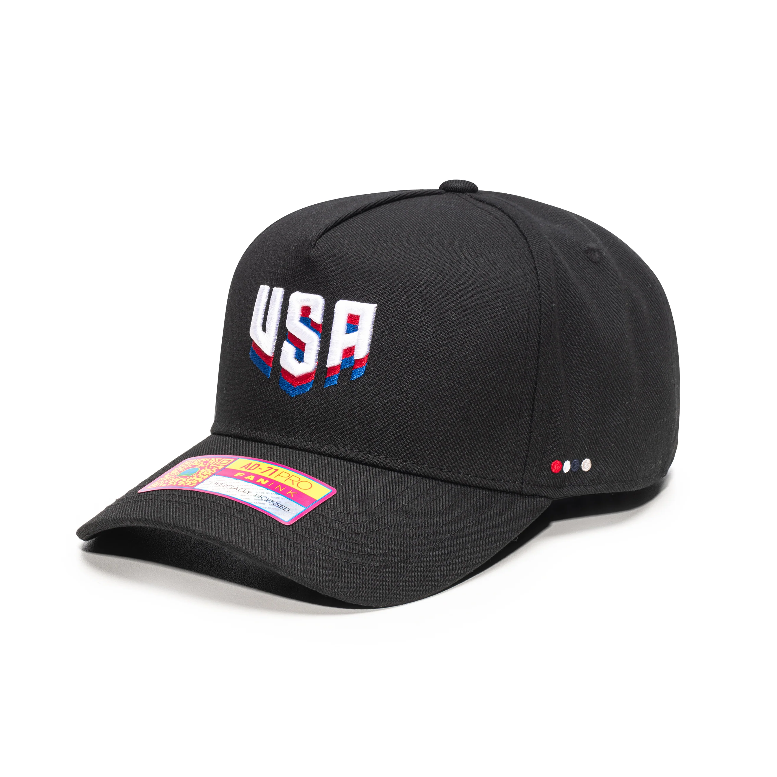 Adult Fan Ink USA Tri-Color Logo Black Hat - Image 3