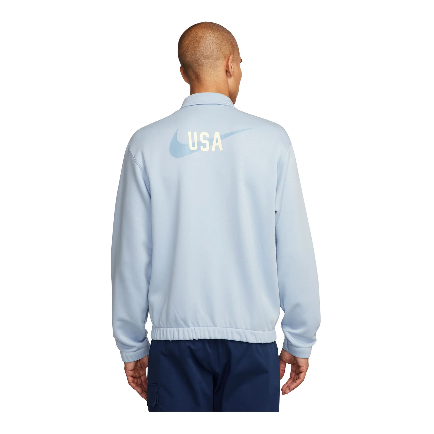 Men's Nike USA Club Fleece Harrington Blue Jacket - Image 3