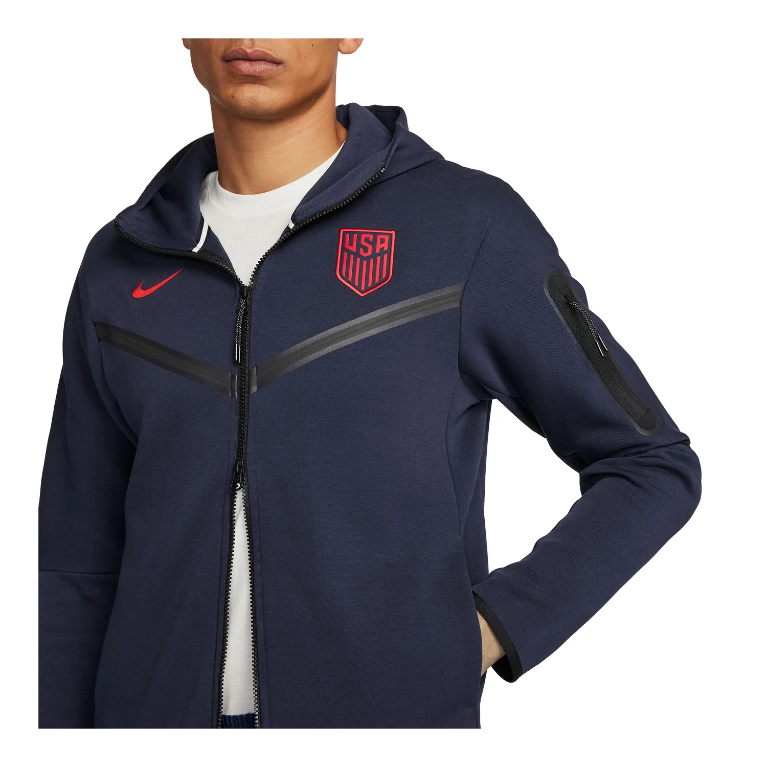 Men's Nike USA Tech Fleece Full-Zip Navy Jacket - Image 2