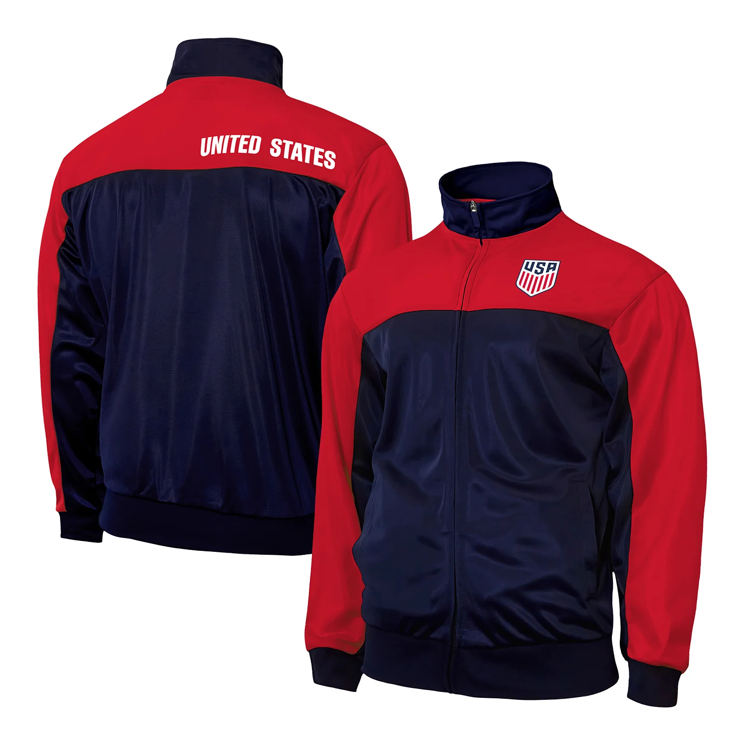 Unisex Icon Sports US Soccer Navy and Red Track Jacket - Image 3