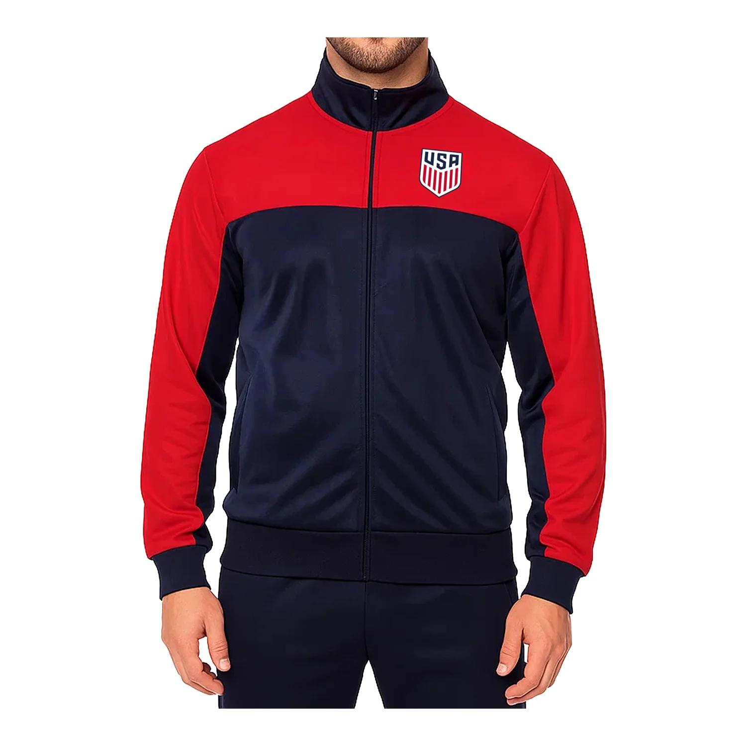 Unisex Icon Sports US Soccer Navy and Red Track Jacket - Image 4