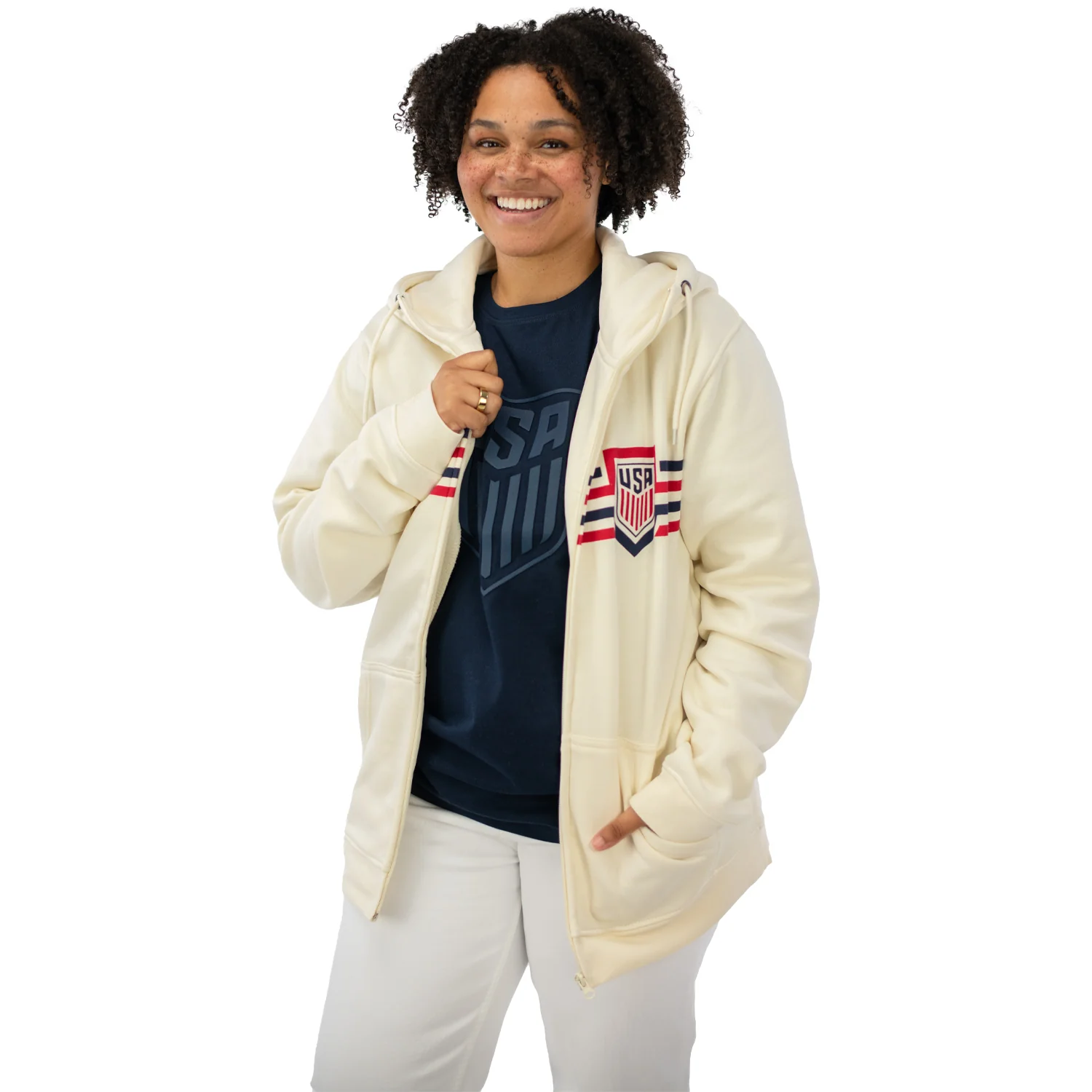 Unisex USA Status Cream Full-Zip Jacket - Image 5