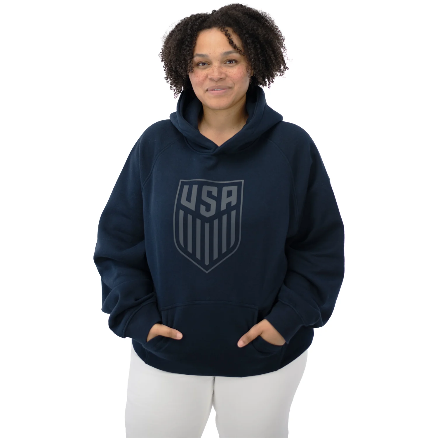 Unisex USA Statement Navy Tonal Hoodie - Image 3