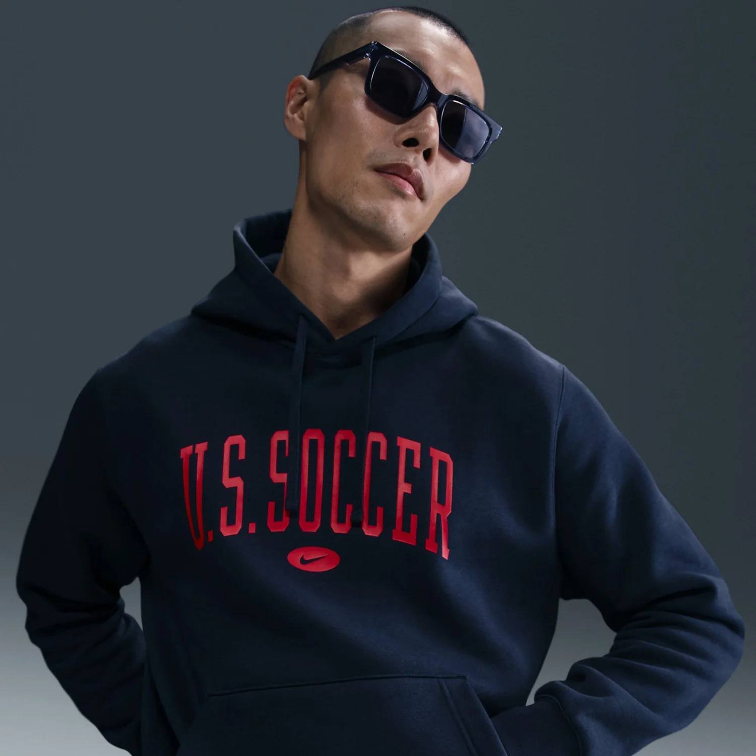 Men's Nike USA Club Fleece Navy Hoodie - Image 2