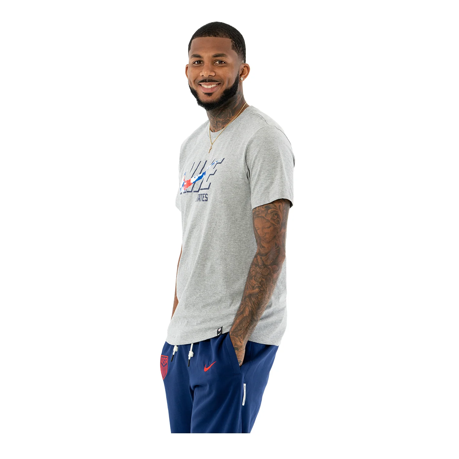 Men's Nike USA Swoosh Grey Tee - Image 2