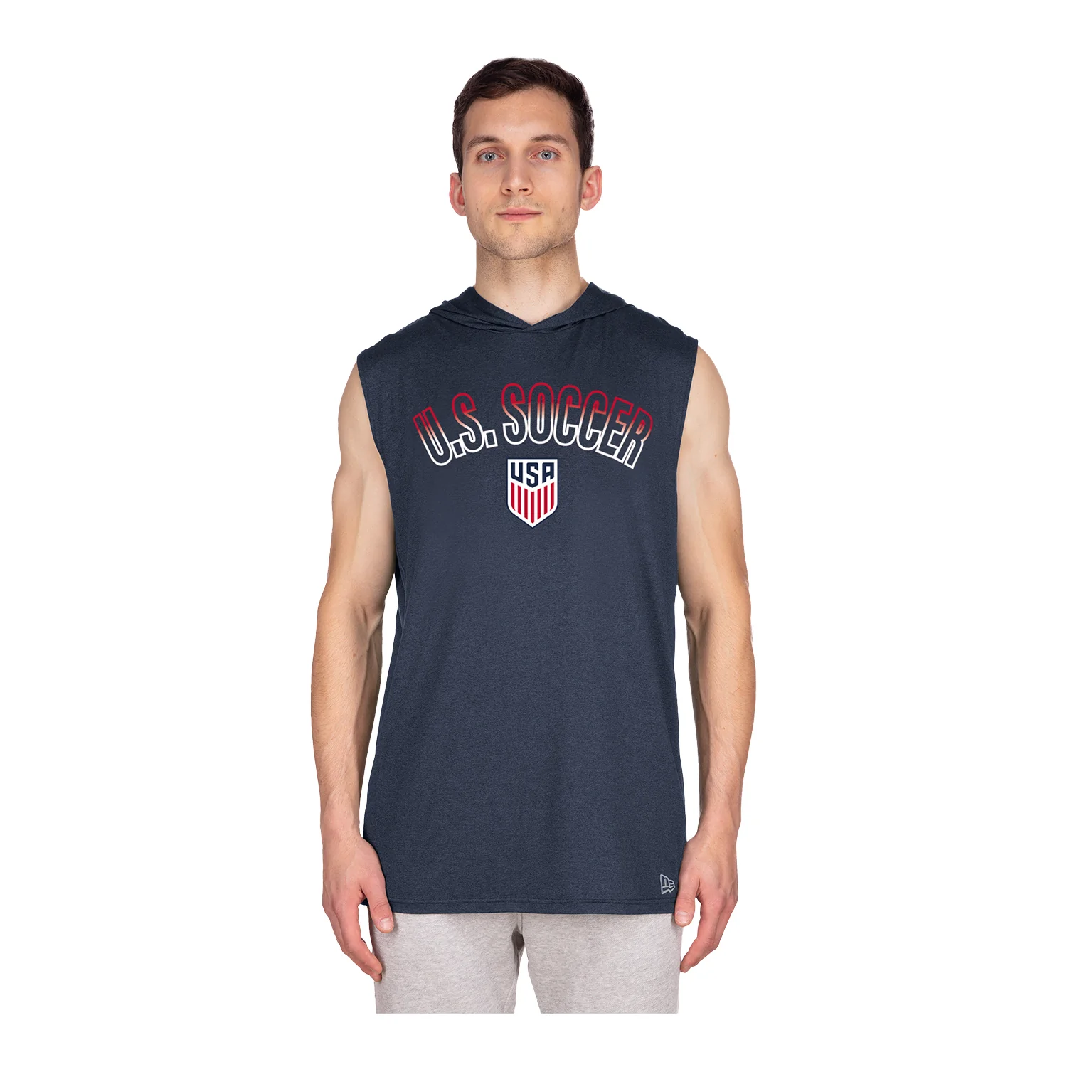Men's New Era USMNT Navy Sleeveless Hoodie - Image 4