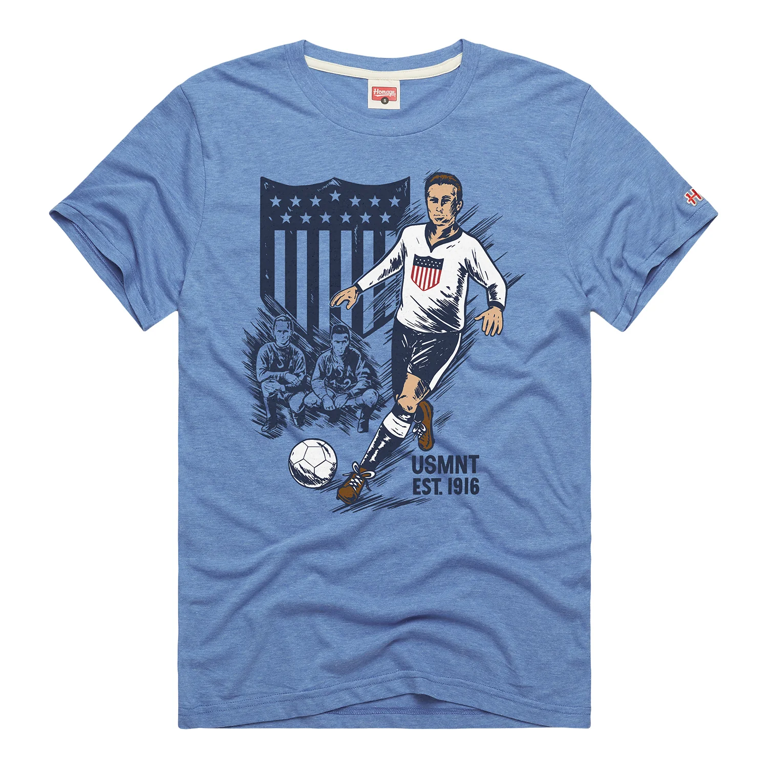 Unisex Homage USMNT Retro 1916 Blue Tee - Image 3