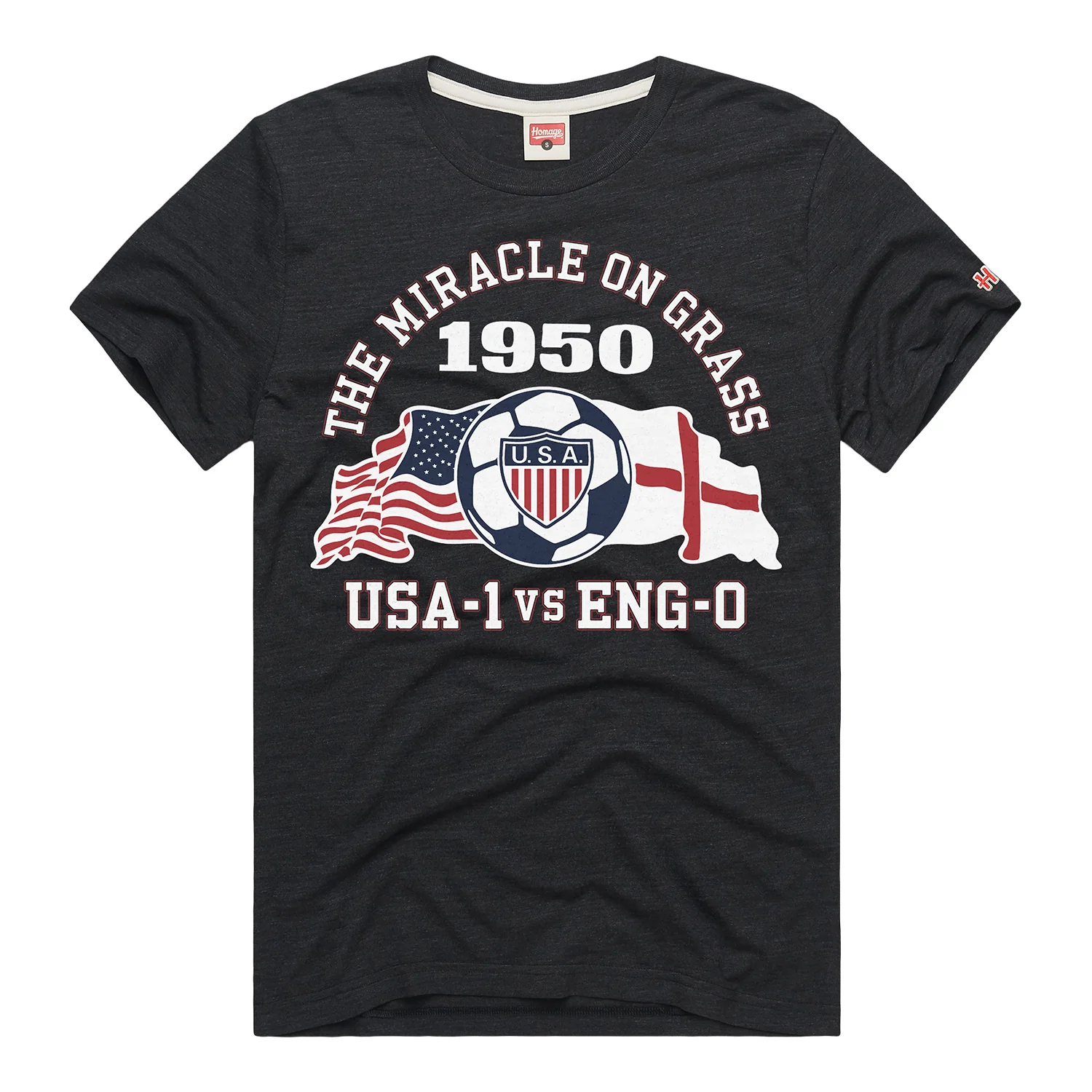 Unisex Homage USMNT Retro 1950 Miracle Black Tee - Image 3