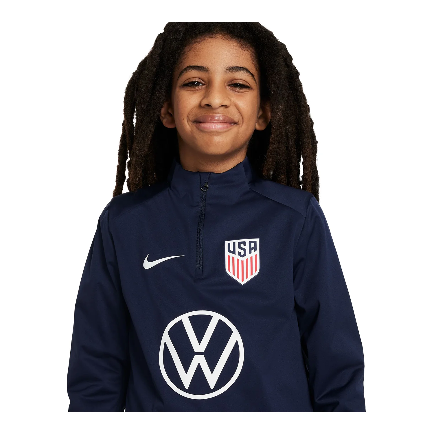 Youth Nike USA VW Strike Quarter Zip Drill Navy Top - Image 2