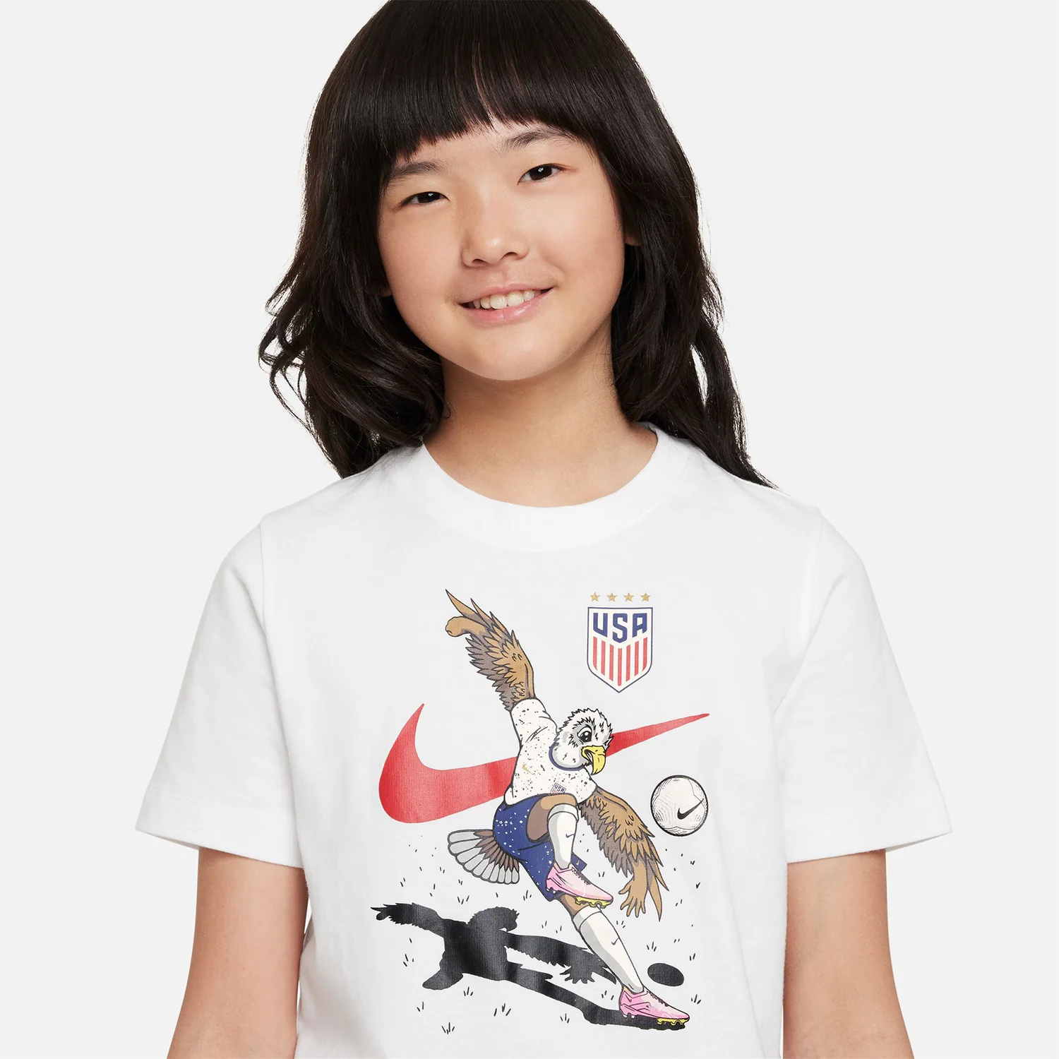 Youth Nike USWNT Eagle Mascot White Tee - Image 2
