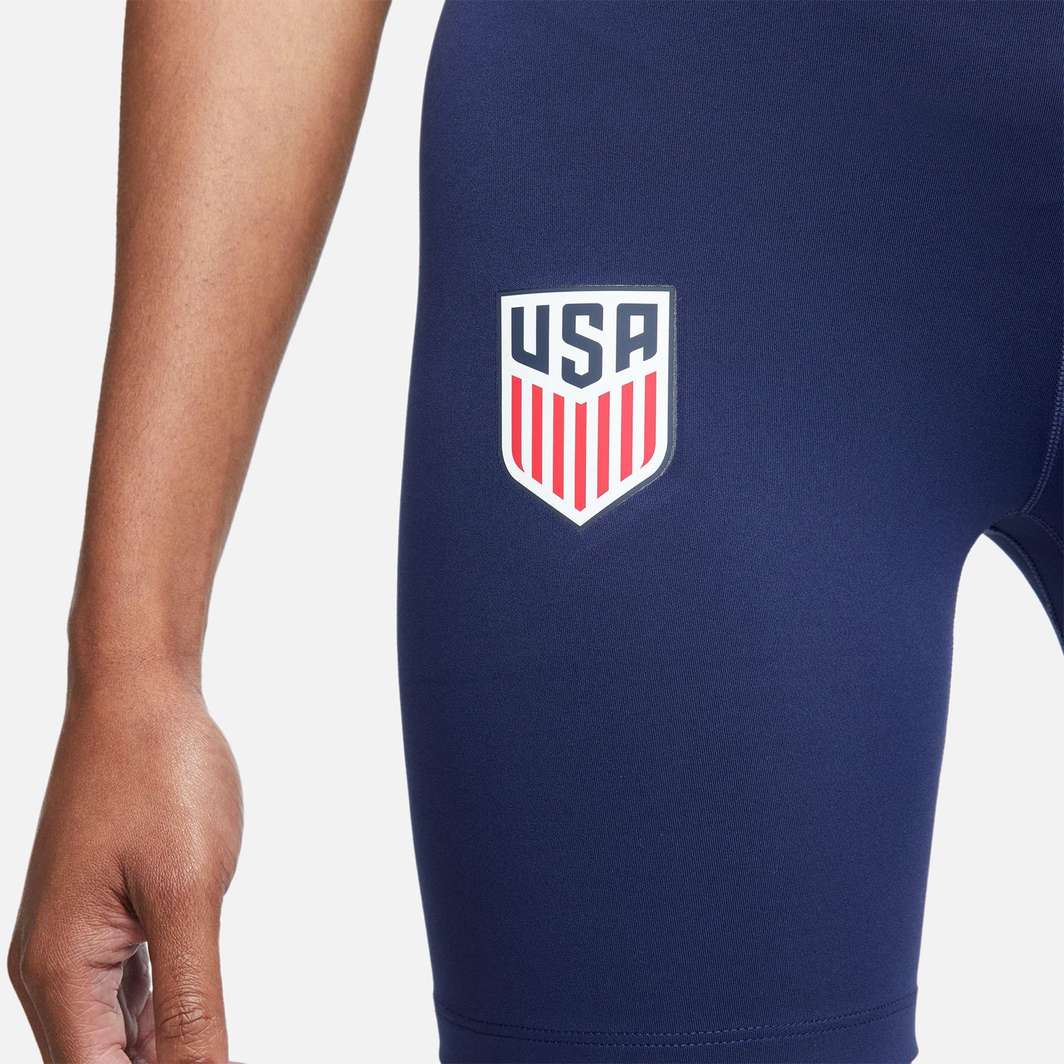 Women's Nike USMNT 2023 Mid-Rise Blue Biker Shorts - Image 3